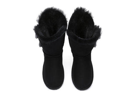 EVERAU® Short Twin Button Sheepskin Boots Espina