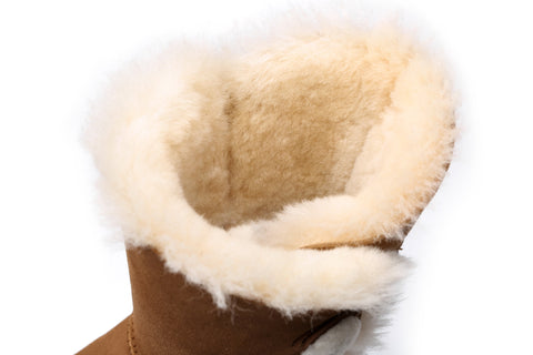 EVERAU® Short Twin Button Sheepskin Boots Espina