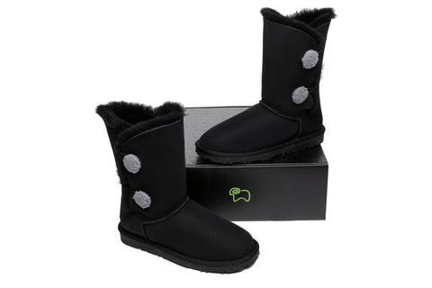 EVERAU® Short Twin Button Sheepskin Boots Espina