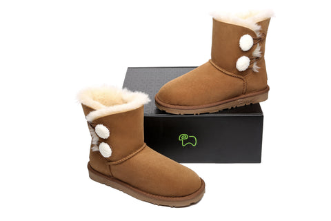 EVERAU® Mini Sheepskin Twin Button Boots Espina