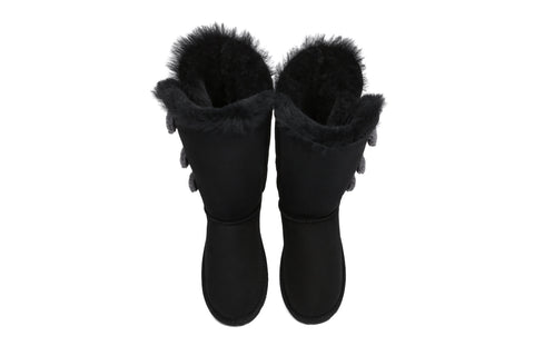 EVERAU® Tall Triple button Sheepskin Boots Espina