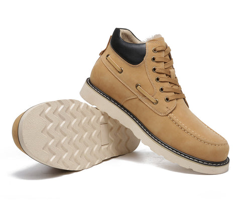 EVERAU® Lace Up Ankle Sheepskin Casual Men Boots Summit