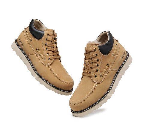 EVERAU® Lace Up Ankle Sheepskin Casual Men Boots Summit