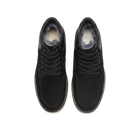 EVERAU® Lace Up Ankle Sheepskin Casual Men Boots Summit