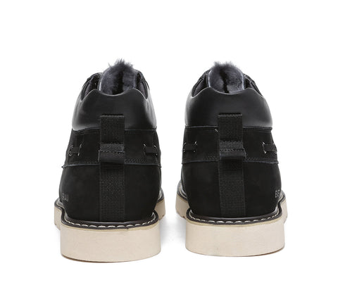 EVERAU® Lace Up Ankle Sheepskin Casual Men Boots Summit