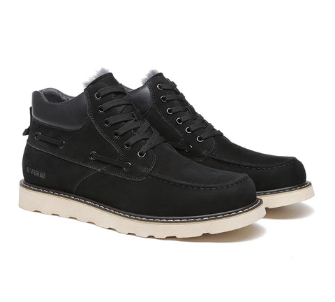EVERAU® Lace Up Ankle Sheepskin Casual Men Boots Summit