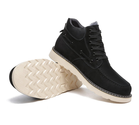 EVERAU® Lace Up Ankle Sheepskin Casual Men Boots Summit