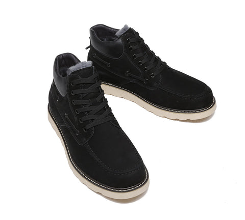 EVERAU® Lace Up Ankle Sheepskin Casual Men Boots Summit