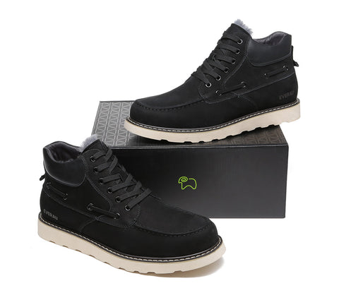EVERAU® Lace Up Ankle Sheepskin Casual Men Boots Summit