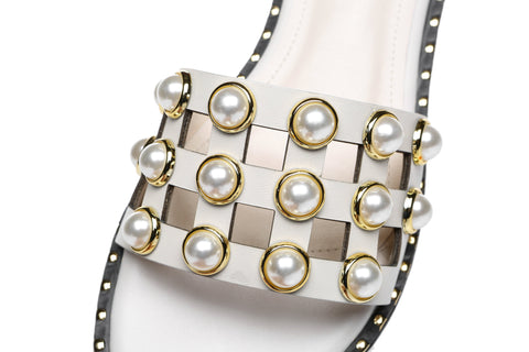 TARRAMARRA® Junia Women Leather Flat Slides With Pearls
