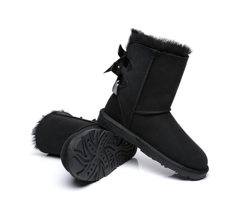 EVERAU® Double Baily Short Back Bow Sheepskin Women Boots