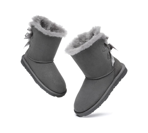 EVERAU® Double Baily Short Back Bow Sheepskin Women Boots