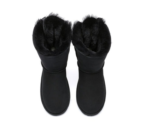 EVERAU® Double Baily Short Back Bow Sheepskin Women Boots