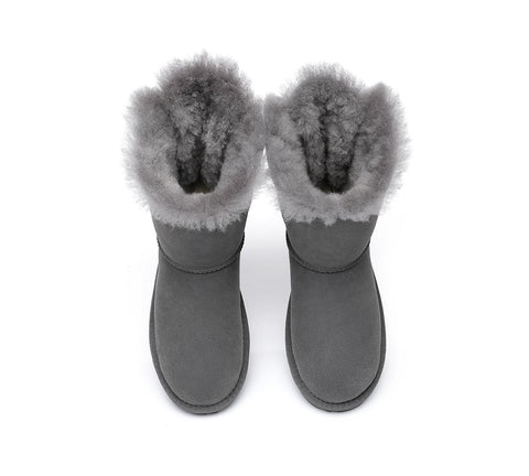 EVERAU® Double Baily Short Back Bow Sheepskin Women Boots