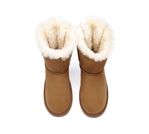 EVERAU® Double Baily Short Back Bow Sheepskin Women Boots