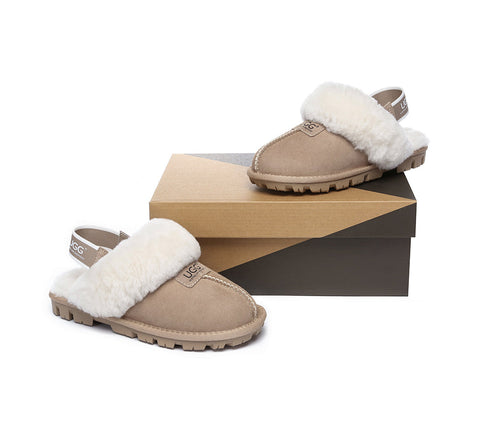 AUSTRALIAN SHEPHERD® UGG Sheepskin Wool Removable Strap Slingback Slippers Suzie ll