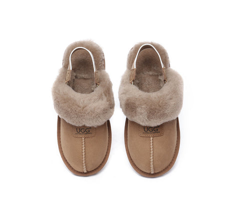 AUSTRALIAN SHEPHERD® UGG Sheepskin Wool Removable Strap Slingback Slippers Suzie ll