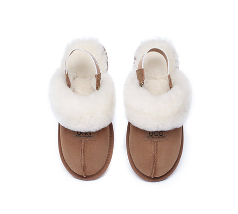 AUSTRALIAN SHEPHERD® UGG Sheepskin Wool Removable Strap Slingback Slippers Suzie ll