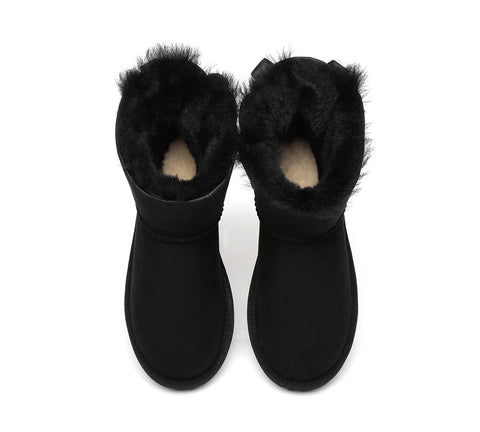 EVERAU® Sheepskin Mini Back Single Bow Women Boots