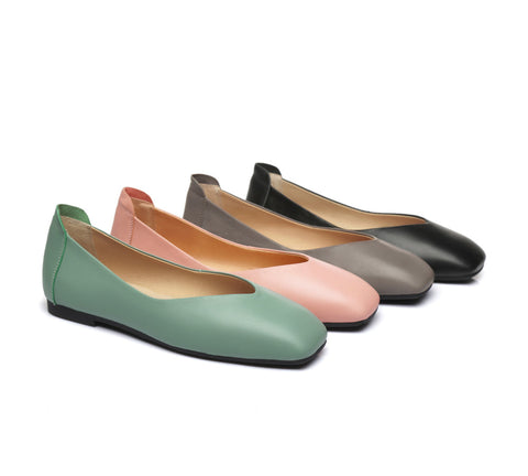 TARRAMARRA® Square Toe Leather Ballet Flats Women Linda