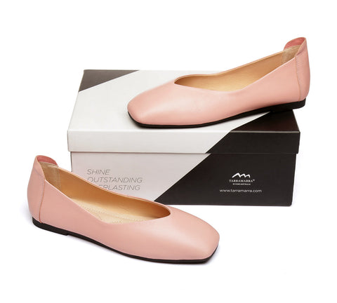 TARRAMARRA® Square Toe Leather Ballet Flats Women Linda