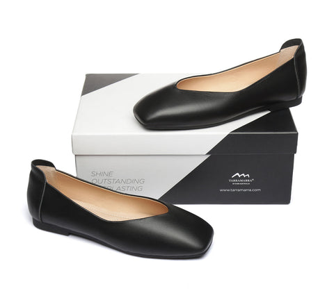 TARRAMARRA® Square Toe Leather Ballet Flats Women Linda