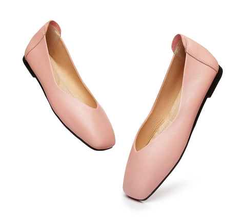 TARRAMARRA® Square Toe Leather Ballet Flats Women Linda