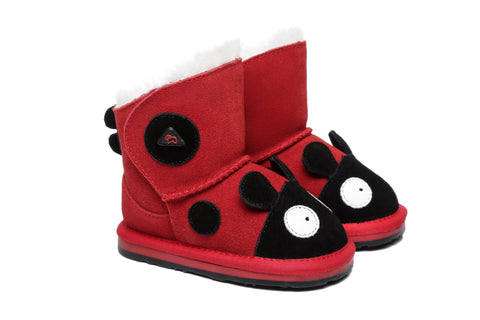 EVERAU® Ladybug Sheepskin Boots Toddler