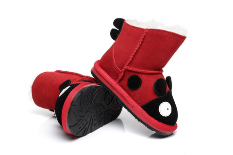 EVERAU® Ladybug Sheepskin Boots Toddler