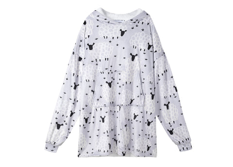 TARRAMARRA® Women and Men Reversible Hoodie Blanket Sheep Print