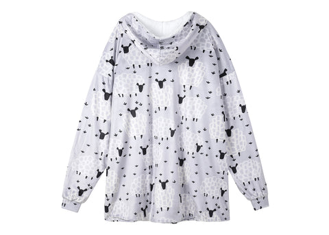 TARRAMARRA® Women and Men Reversible Hoodie Blanket Sheep Print