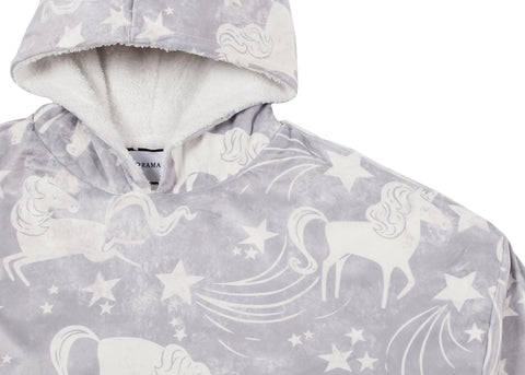 TARRAMARRA® Women and Men Reversible Hoodie Blanket Grey Unicorn