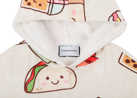 TARRAMARRA® Women and Men Reversible Hoodie Blanket Food Pattern