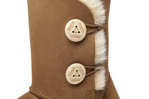 EVERAU® Twin Button Short Sheepskin Boots