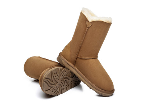 EVERAU® Twin Button Short Sheepskin Boots