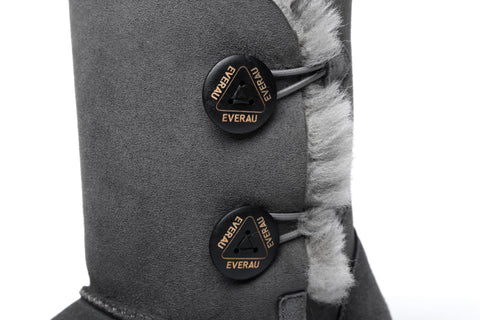 EVERAU® Twin Button Short Sheepskin Boots