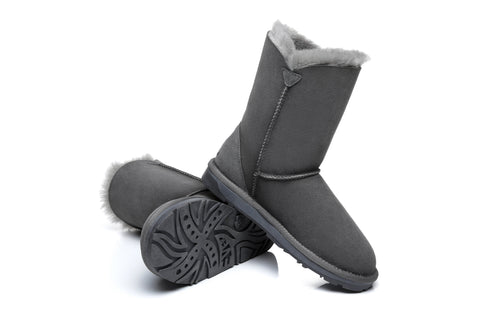 EVERAU® Twin Button Short Sheepskin Boots