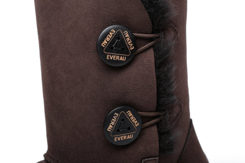 EVERAU® Twin Button Short Sheepskin Boots