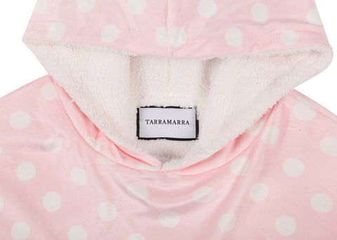 TARRAMARRA® Women and Men Reversible Hoodie Blanket Pink Polka Dot