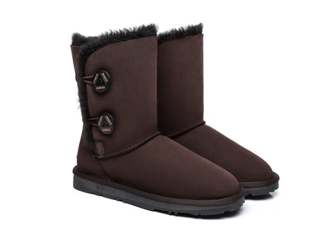 EVERAU® Twin Button Short Sheepskin Boots