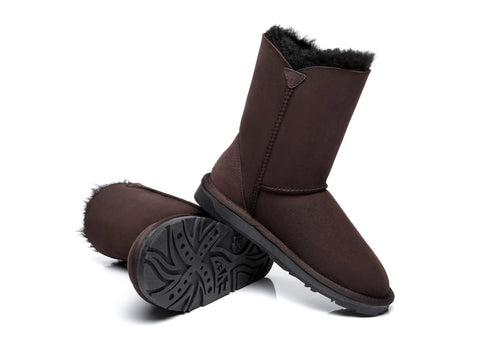 EVERAU® Twin Button Short Sheepskin Boots