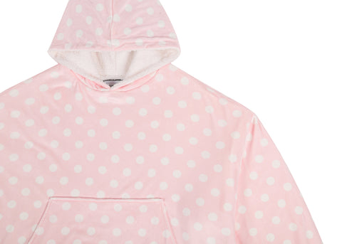 TARRAMARRA® Women and Men Reversible Hoodie Blanket Pink Polka Dot