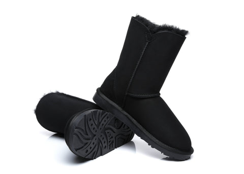 EVERAU® Twin Button Short Sheepskin Boots