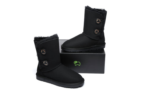 EVERAU® Twin Button Short Sheepskin Boots