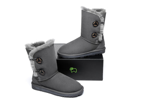 EVERAU® Twin Button Short Sheepskin Boots