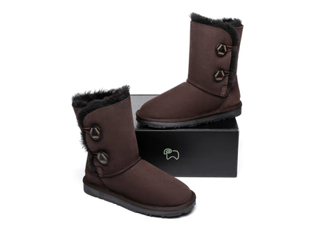 EVERAU® Twin Button Short Sheepskin Boots