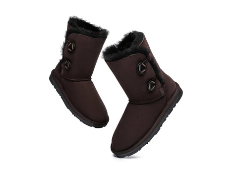 EVERAU® Twin Button Short Sheepskin Boots