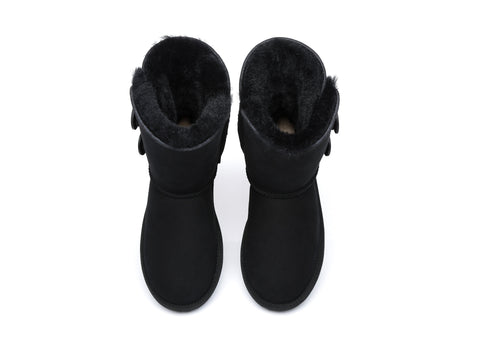 EVERAU® Twin Button Short Sheepskin Boots