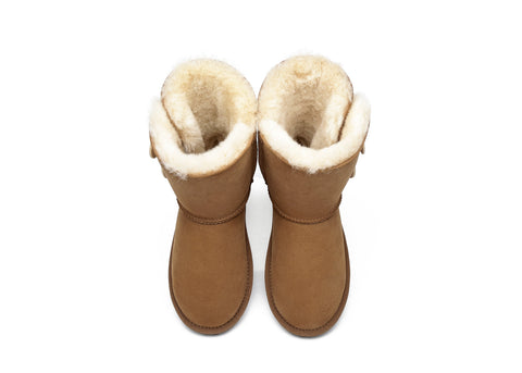 EVERAU® Twin Button Short Sheepskin Boots