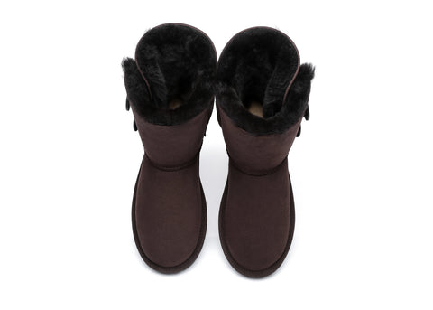 EVERAU® Twin Button Short Sheepskin Boots